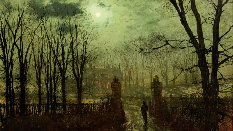 night, 2K, Moon, painting, Classic Art, artwork, John Atkinson Grimshaw
