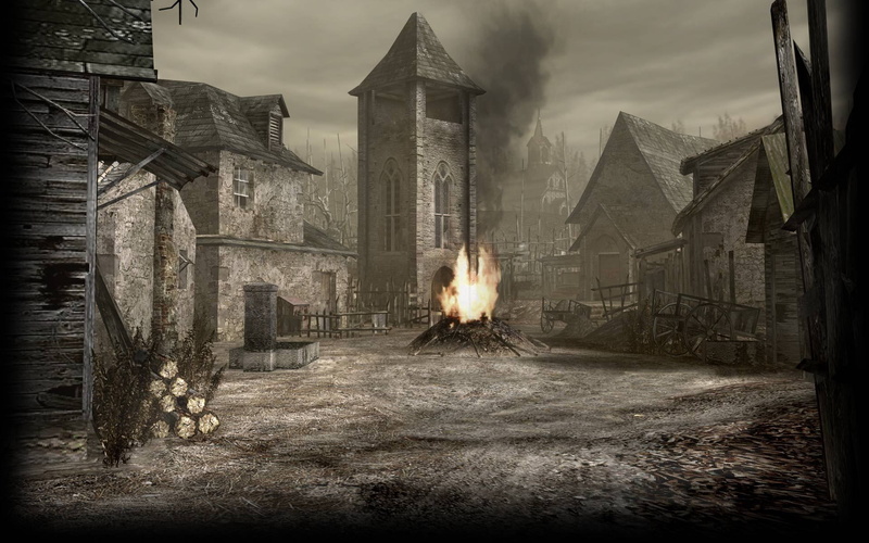 flame, 1080P, house, built structure, cloud - sky, spirituality, religion, outdoors, fire, resident evil 4, old, belief, no people, damaged, nature, burning