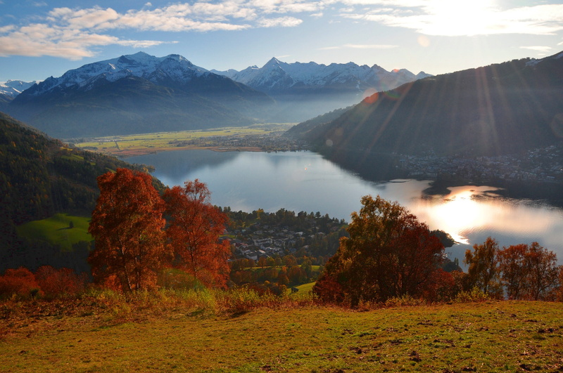 water, autumn, cloud - sky, sky, autumn mood, lake, no people, plant, change, environment, abendstimmung, tranquility, beauty in nature, zell am see, scenics - nature