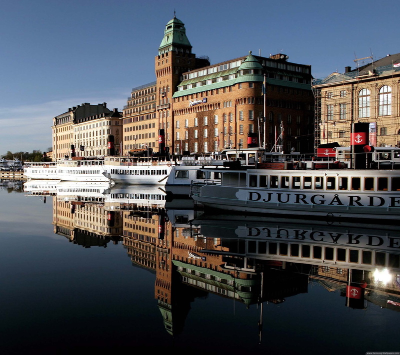 reflection, cityscape, city, built structure, travel destinations, nautical vessel, tourism, Sweden, Stockholm, architecture, travel, water, no people