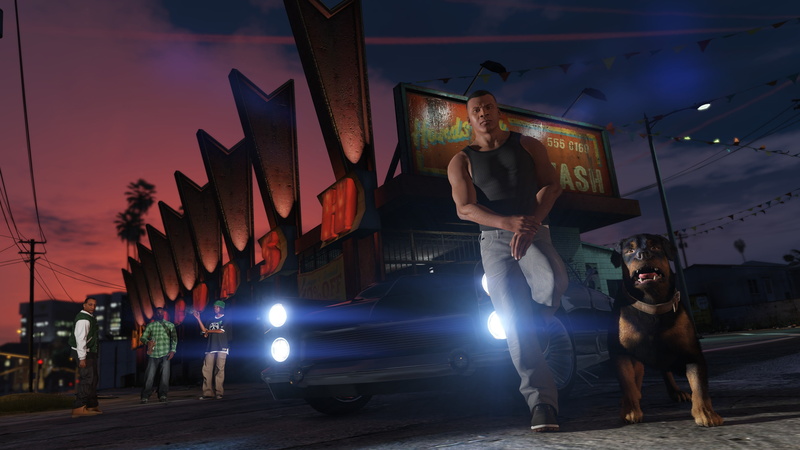 mode of transportation, lifestyles, full length, domestic animals, glowing, transportation, Grand Theft Auto V, men, lighting equipment, mammal, one person