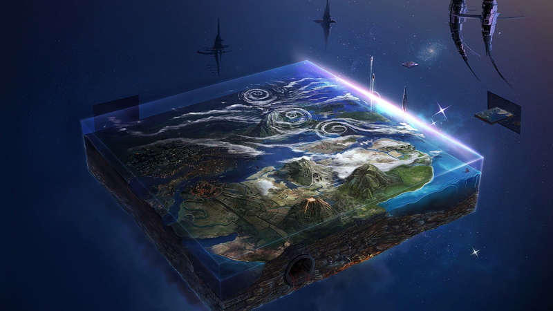 clouds, high angle view, technology, digital composite, artwork, mystery, astronomy, planet - space, outdoors, futuristic, water, landscape, nature, space