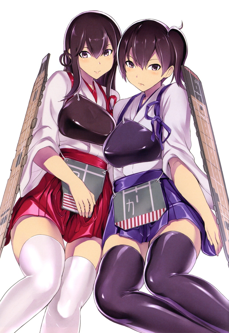 highs, Kaga (KanColle), Kantai Collection, Akagi (KanColle), Tight Clothing, thigh, Skirt, 2K