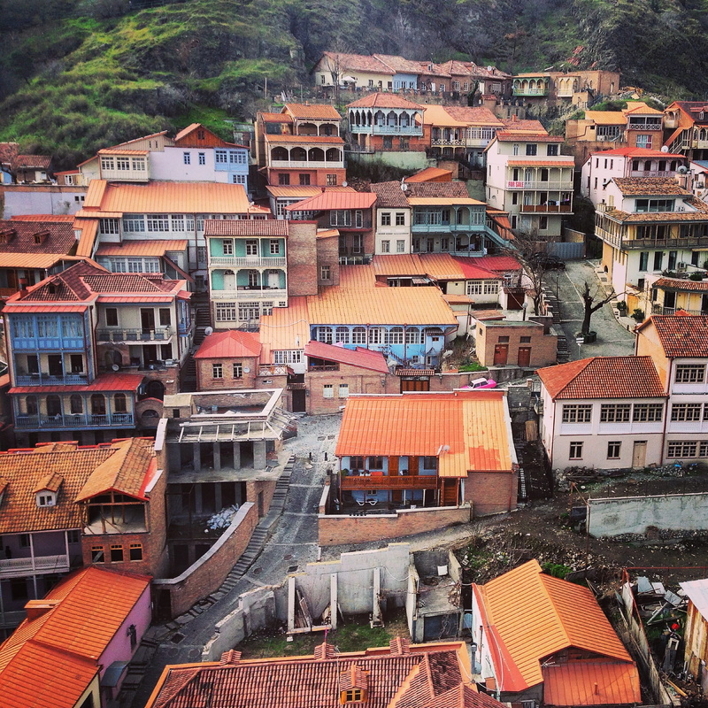 no people, architecture, roof, community, city life, high angle view, town, outdoors, Old Tbilisi, building, apartment, Georgia, built structure, townscape