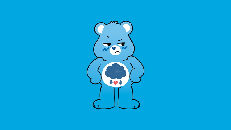 cartoon, 1080P, grumpy bear, care bear, minimalism