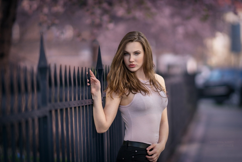 long hair, blue eyes, depth of field, women, 1080P, women outdoors, smoky eyes, Nikol, Robert Chrenka, portrait, face, brunette