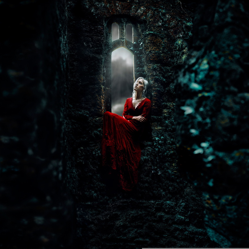 1080P, Kindra Nikole, medieval, red dress, girl, castle