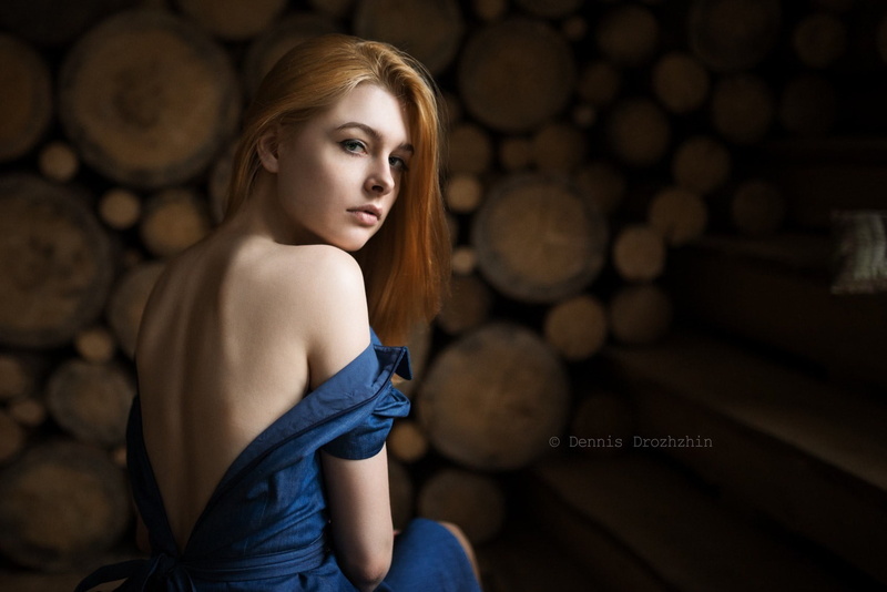 Ella, sitting, luxury, elegance, redhead, beauty, fashion, beautiful people, dark, young adult, Dennis Drozhzhin, portrait, hair, clothing, face, looking at camera