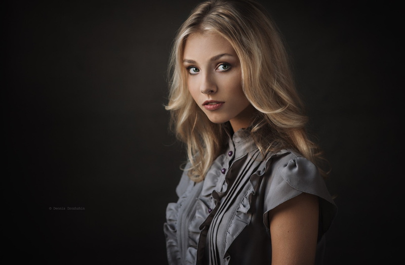 1080P, face, portrait, Alice Tarasenko, Dennis Drozhzhin, simple background, blonde, women