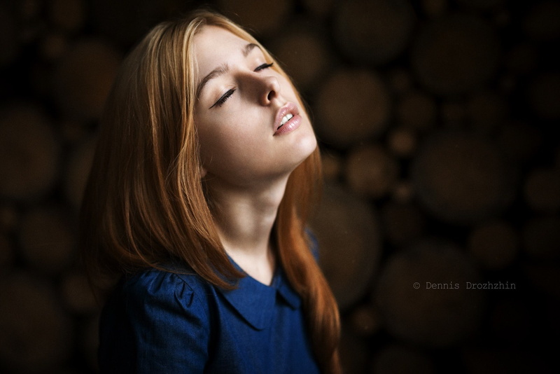 720P, Dennis Drozhzhin, 500px, model, face, eyeliner, portrait, open mouth, closed eyes, Ella, redhead, women, dress