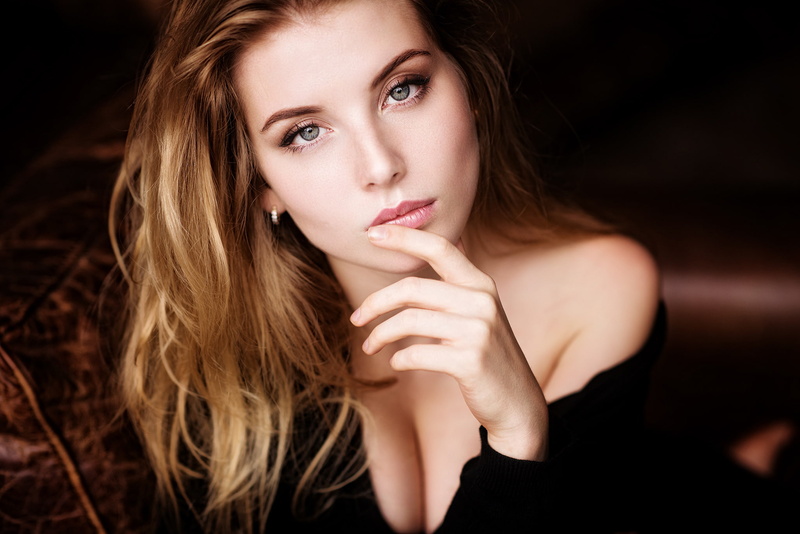Rus, girl, portrait, gray-eyed, eyes, photographer Mark Prinz, 1080P, look, Irina Popova