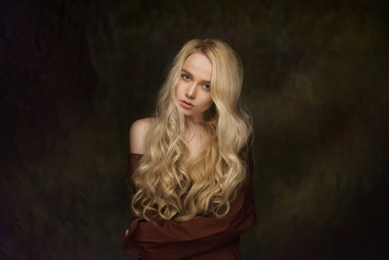 portrait, women, face, blonde, model, Maria Popova, 1080P