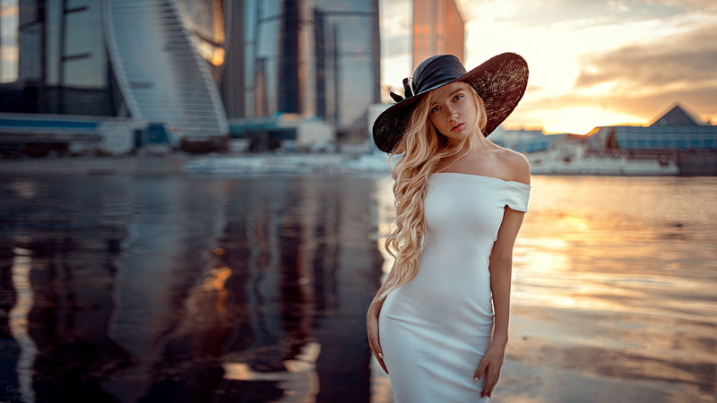 1080P, Portrait, White, Dress, Look, Maria Popova, Girl