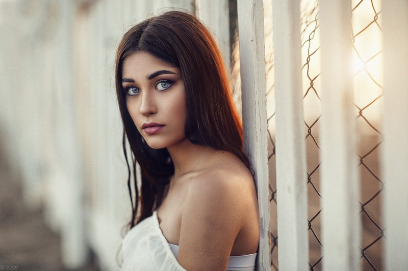 looking, brown hair, beautiful woman, smoke, window, fashion, one person, Alessandro Di Cicco, blue eyes, 1080P, women, hairstyle, young adult, beauty