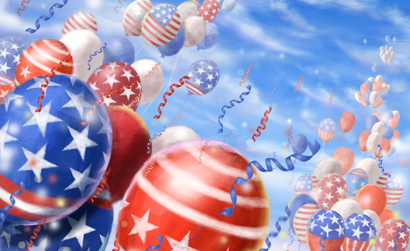 day, low angle view, backgrounds, balloons, flag, balloon, 1080P, celebration of independence day, celebration, the glorious fourth, christmas ornament