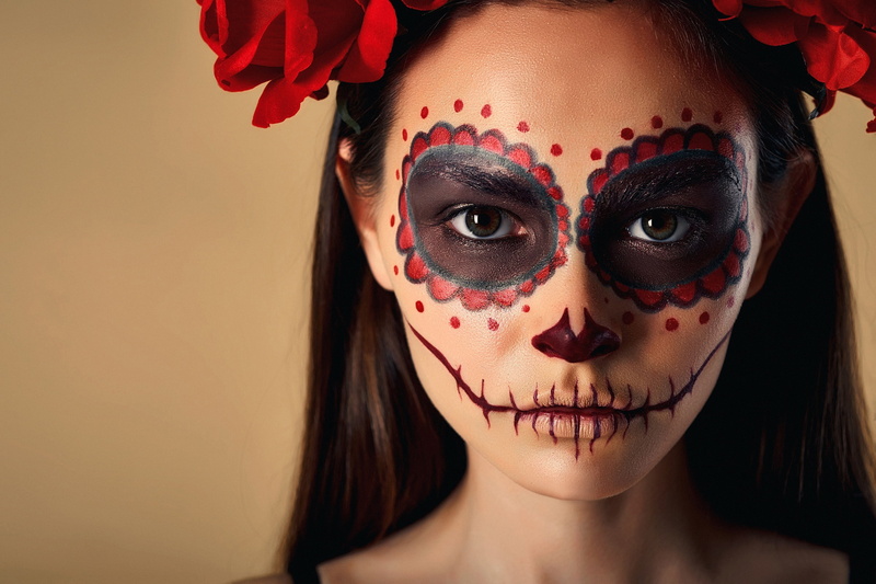 Day of the Dead, Sugar Skull, Face, 2K, Girl, Artistic, Stare, Woman