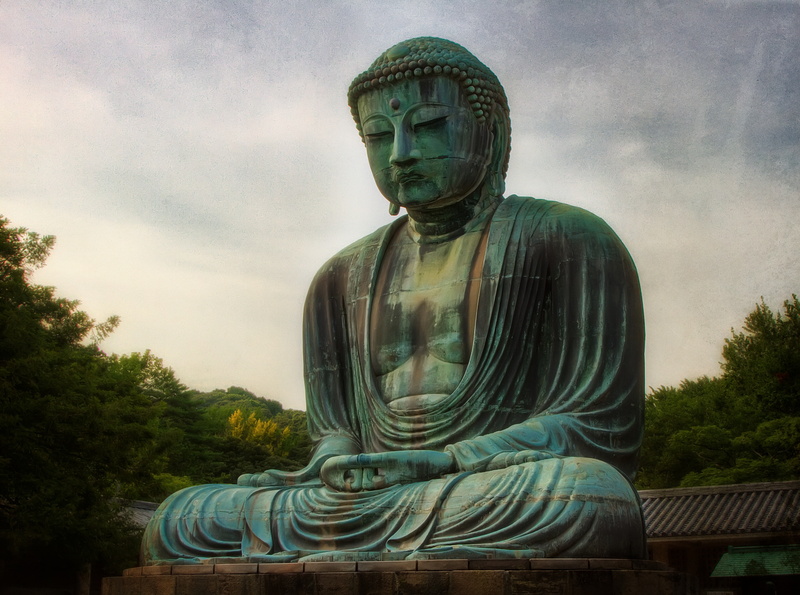 Japan, Buddha, tree, gautama, cloud - sky, architecture, no people, plant, hase, nature, statue, idol, art and craft, day, sculpture, kanagawaprefecture