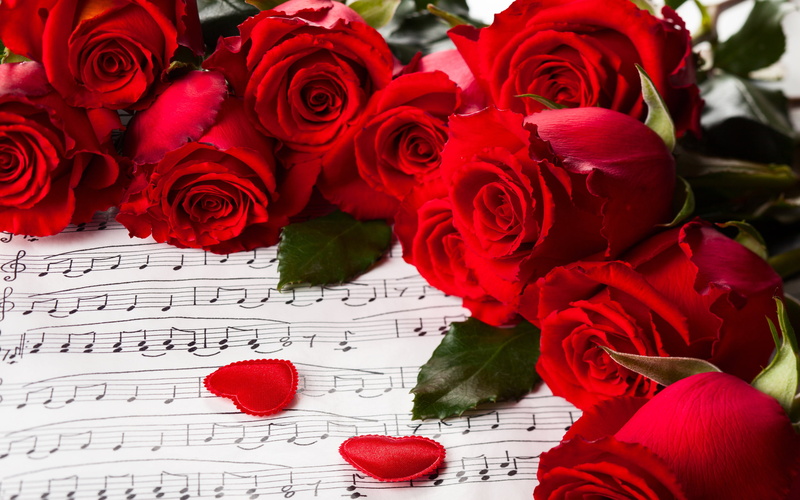 love, hearts, 2K, flowers, music, nature, day, rose, roses, valentines, red