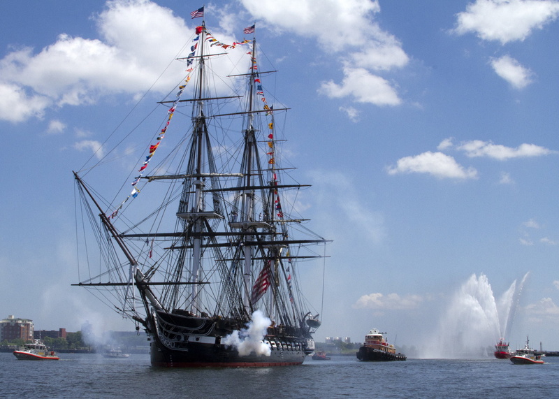 arrival, sailing, water, Old Ironsides, leaving, " Old Ironsides", harbor, gray, brown, US NAVY, cloud - sky, sailboat, nautical vessel, the celebration of Americas independence Day