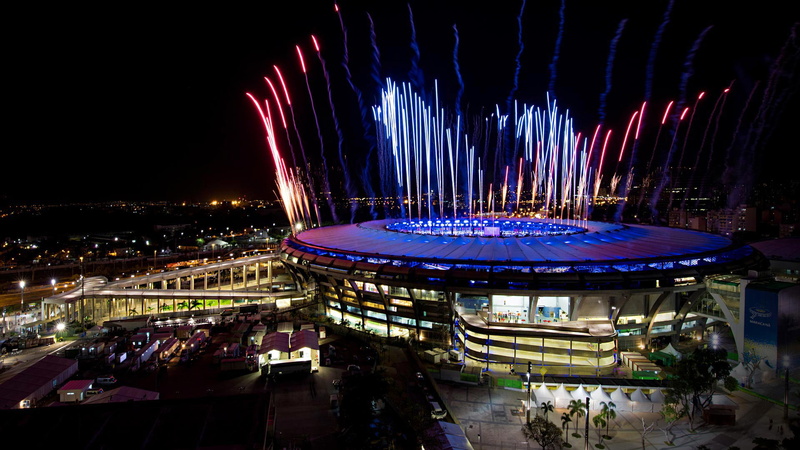 stadium, fireworks, Rio de Janeiro, salute, Maracanã, Brazil, 1080P