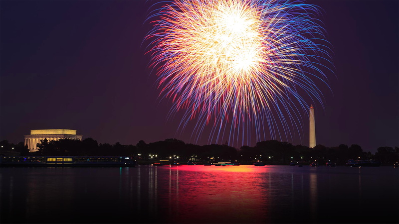 salute, 1080P, Potomac, fireworks, USA, DC, river, Washington