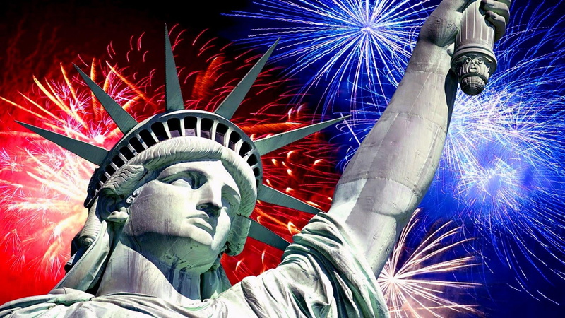 human representation, 1080P, independence day, firework, travel destinations, female likeness, art and craft, torch, motion, fireworks, statue of liberty