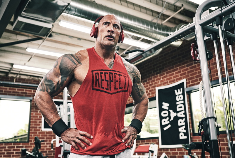 Muscle, Actor, Dwayne Johnson, 2K, Actors, American, Headphones, Tattoo