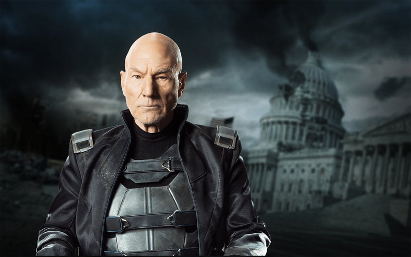 720P, focus on foreground, males, X-Men, one person, contemplation, architecture, men, serious, shaved head, dark, government, completely bald, night