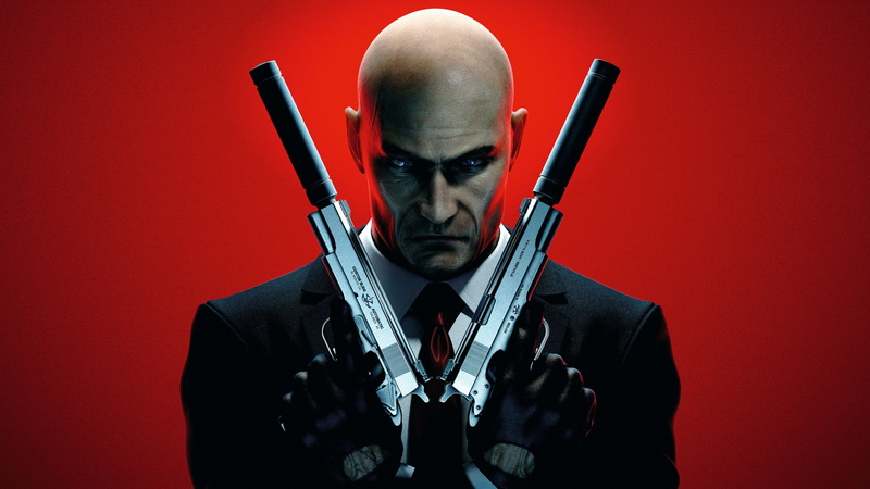one person, studio shot, headshot, portrait, aggression, anger, games, looking at camera, business, waist up, weapon, human face, hitman, 4K, red, violence