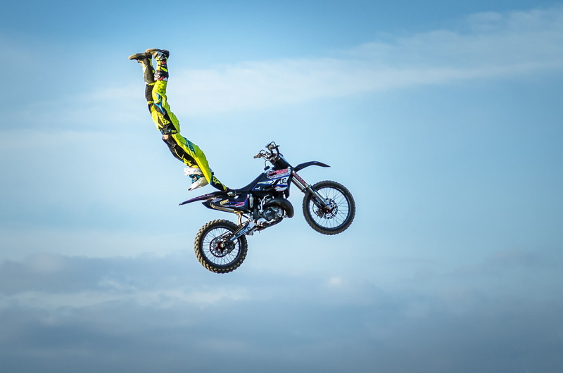sky, motocross, FMX, extreme sports, freestyle, rider, maneuver, Superman Double Seat Grab, 1080P, clouds