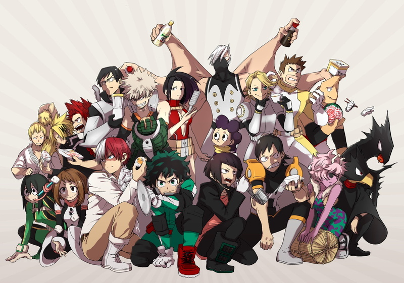 costume, anime, manga, 1080P, arms raised, grenade, yuusha, emotion, indoors, high angle view, powerful, large group of objects, representation, adult