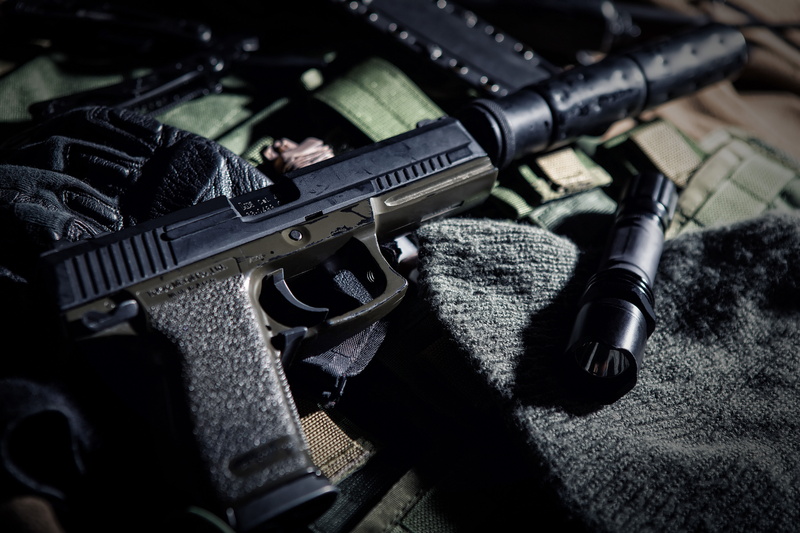 pistol, technology, semi, PBS, security, black color, communication, indoors, warning sign, machine gun, handgun, military, black, protection, HK 45