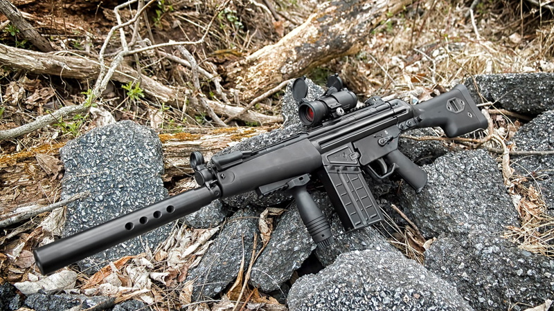 1080P, weapons, muffler, mp5, The gun, stones, HK 51, firewood