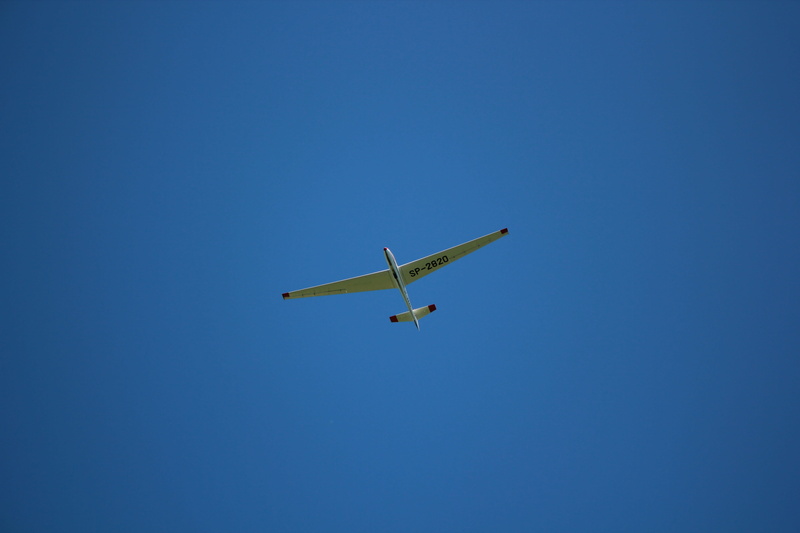 low angle view, day, flight, aerobatics, on the move, blue, flying, clear sky, transportation, mode of transportation, skies, glider, mid-air, outdoors