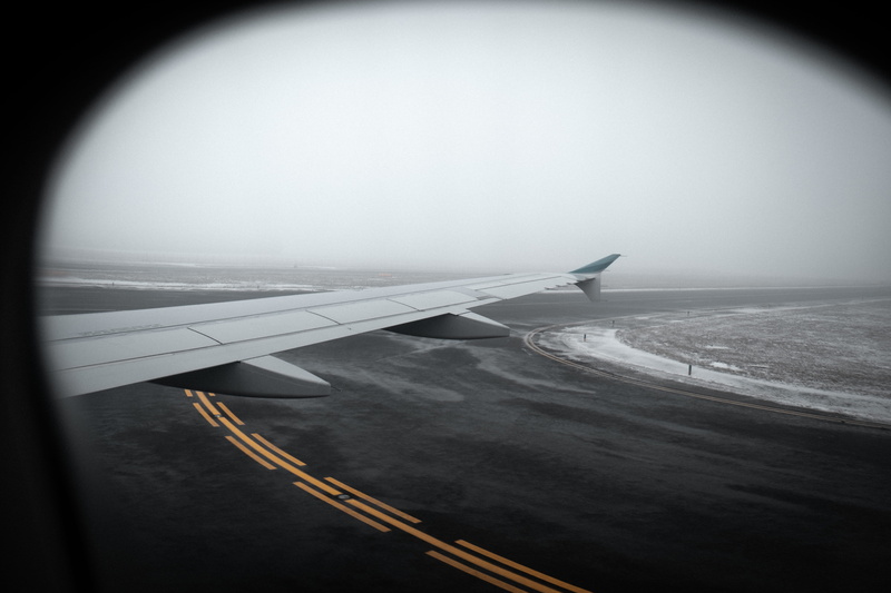 fog, asphalt, mode of transportation, aircraft wing, nature, no people, sign, transportation, austria, tarmac, runway, road marking, vienna, cloud, marking