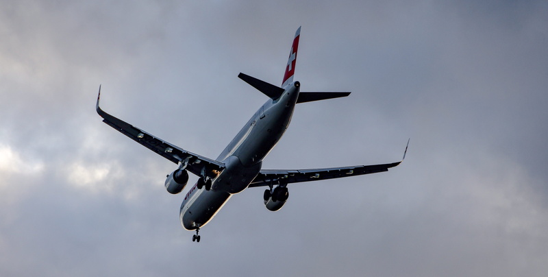 swiss, approach, sky, commercial airplane, cloud - sky, transportation, aircraft, motion, air vehicle, travel, outdoors, arrival, on the move, airplane