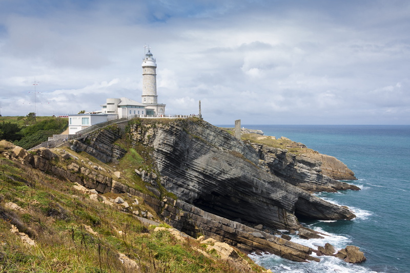 lighthouse, beauty in nature, sky, building, clouds, outdoors, cantabria, eroded, scenics - nature, rock - object, horizon over water, spain, tower, nature