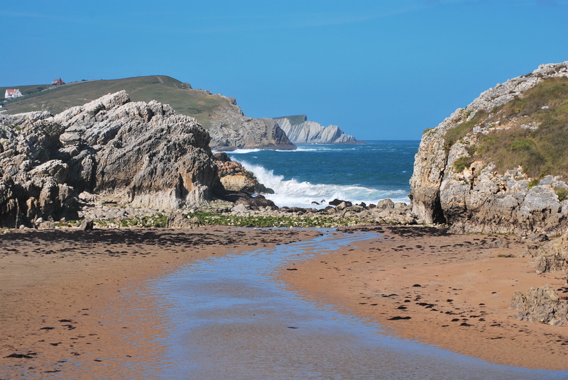 land, pacific Ocean, water, spain, outdoors, europe, cantabria, cliff, summer, famous Place, leading, clear sky, tranquility, california, rock, atlantic Ocean