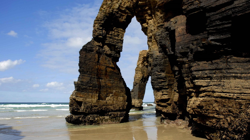 coast, natural arch, 4K, rock, built structure, sky, lugo, solid, the past, water, cathedrals beach, sea, galicia, architecture, land, eroded, arch, nature