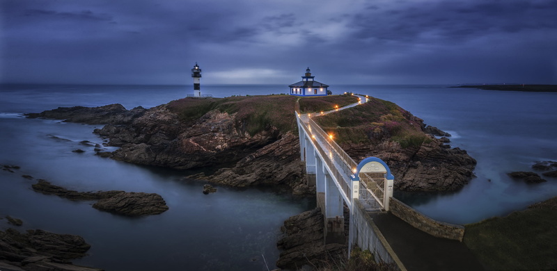 lighthouse, Galicia, sea, Isla Pancha, 2K