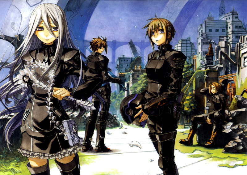 felli, elipton, nina, thighhighs, short, uniform, weapon, gray, loss, sword, antalk, alseif, 2K, layfon, long, hair, orange, brown, miyuu, sharnid