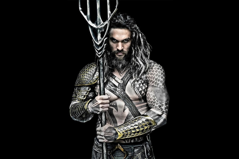 front view, holding, indoors, comics, males, jason, three quarter length, men, mid adult, Aquaman, steel, copy space, portrait, mid adult men, momoa, looking at camera