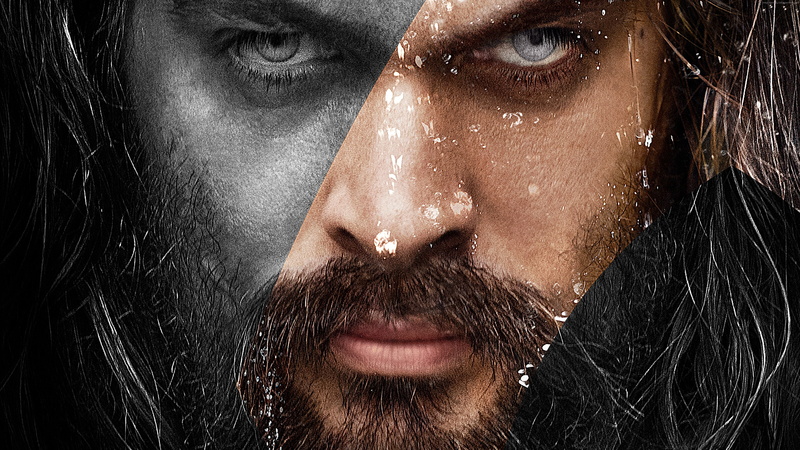 front view, beard, headshot, hair, one person, young adult, close-up, 5K, hairstyle, portrait, studio shot, Aquaman, black background, women, looking at camera