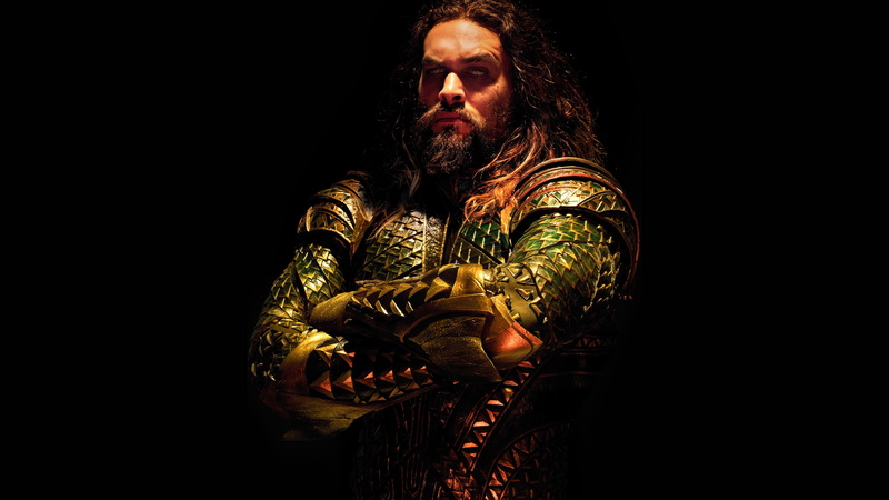 Jason Momoa, one person, young adult, studio shot, contemplation, Justice League, holding, simple background, movies, black background, copy space, hairstyle