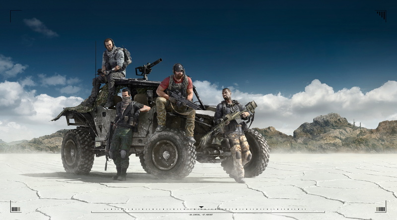 men, gun, ghost recon, mode of transportation, weapon, nature, young adult, four, rifles, digital, day, transportation, sky, side view, 4K, clancys, full length