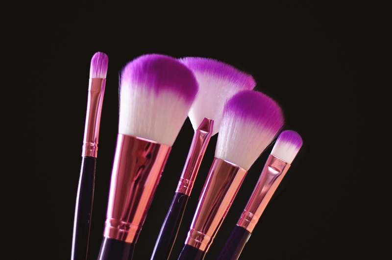 variation, makeup brushes, white, rose gold, studio shot, flower, close-up, plant, art and craft, black background, creativity, paintbrush, brush, indoors