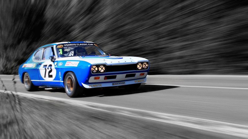 on the move, speed, sign, car, driving, ford capri rs 2600, monochrome, old, design, automobile, sport, blurred motion, nature, road trip, sports car, transportation