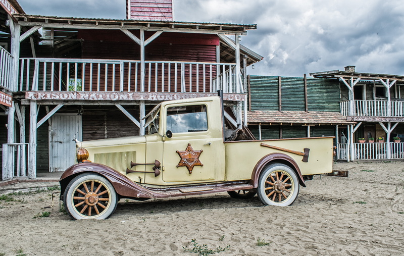no people, cab, car, wheel, nature, mood, veteran, land vehicle, old, western, retro, outdoors, day, old timer, antique car, building, sky, building exterior
