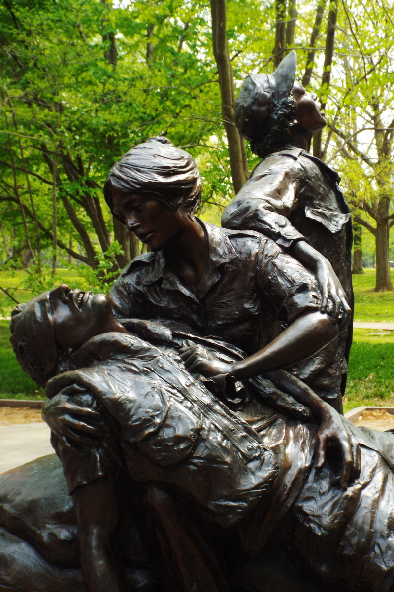 government, sculpture, park, tree, outdoors, uniform, washington dc, human representation, memorial to military nurses, armed forces, representation, military