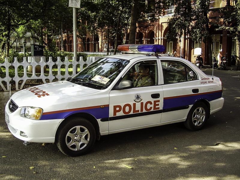 emergency Services, public domain, building exterior, day, tree, land vehicle, Chennai, law Enforcement And Crime, security Guard, no people, street, transportation